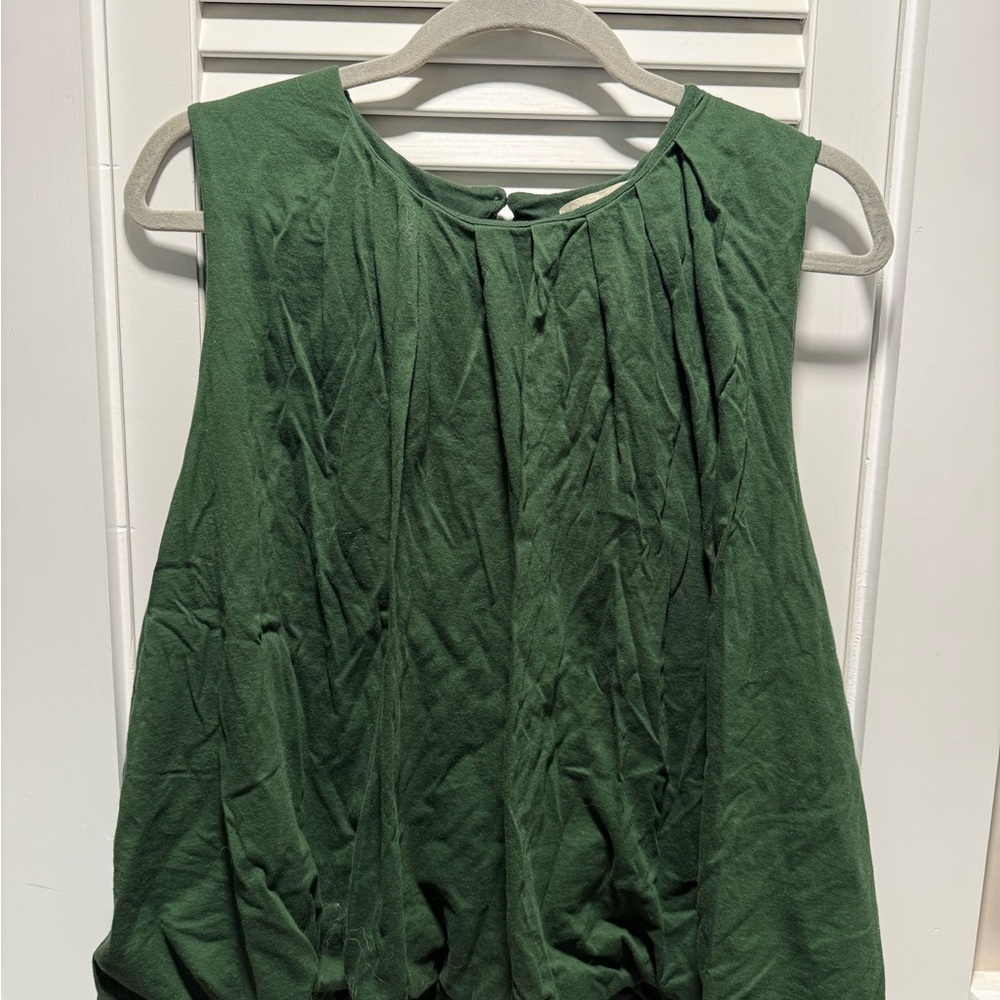 Madewell Green Sleeveless Ruched Blouse